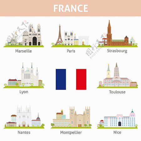 法国建筑图标