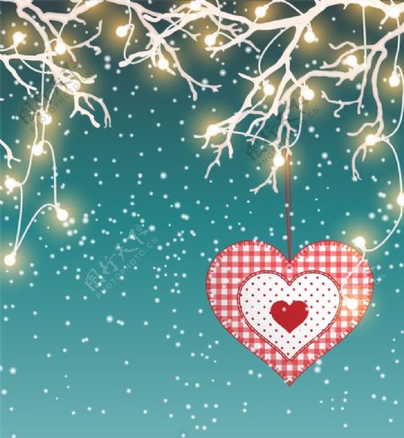 圣诞节彩灯树和心形图片