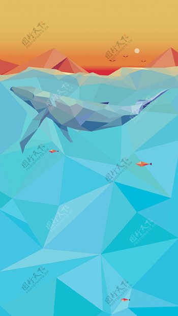 几何创意海豚淘宝海报海报