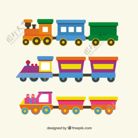 卡通风格玩具火车平面设计矢量素材