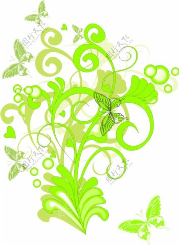 绿色花藤装饰图案设计