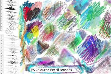 彩色蜡笔笔触材质笔刷