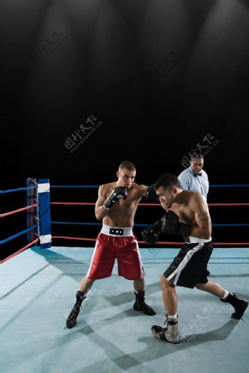 擂台上比赛的拳击手图片图片