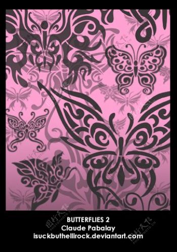 漂亮蝴蝶花纹图案印花photoshop笔刷素材