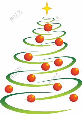 线条和圆球组成的圣诞树