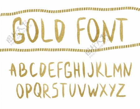 金色油画笔迹字母