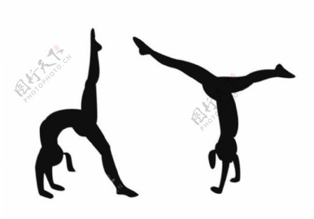 翻滚的体操女孩Photoshop自定义形状剪影素材
