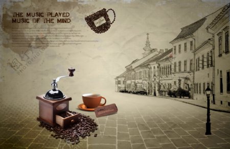 咖啡豆与咖啡机