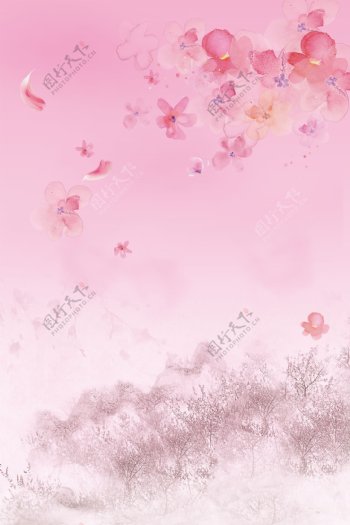 粉红色桃花花瓣背景