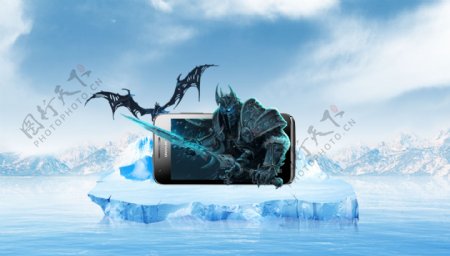 手机视觉创意设计冰川恶魔图片