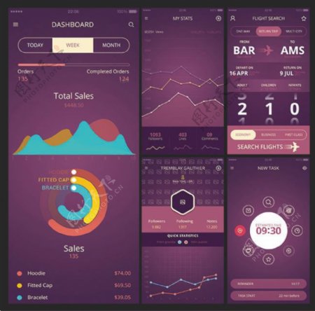 紫色手机UI模板