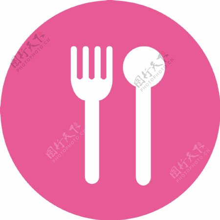 粉色背景餐具图标