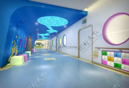儿童医院过道走廊效果图