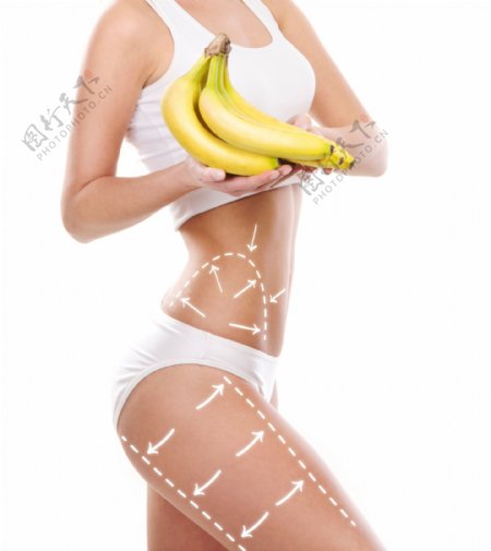 捧着香蕉的瘦身美女图片