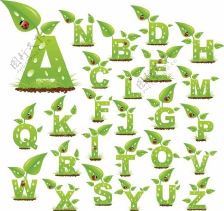 绿色英文字母矢量源文件
