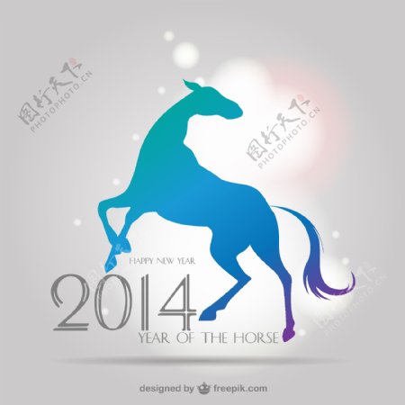 中国新年背景与马的轮廓