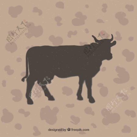 动物印刷背景上的奶牛剪影