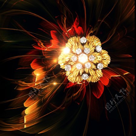 宝石花蕊花朵光线高光素材