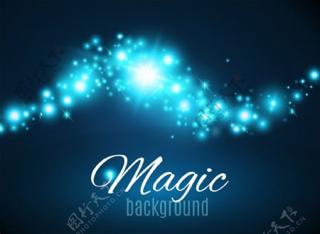 闪耀的魔法蓝色光点背景矢量素材下载