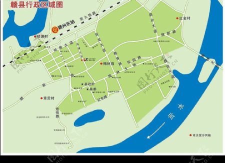 江西省赣县行政区域图