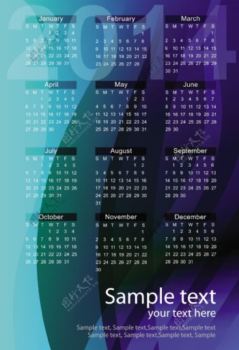 彩色科技背景日历