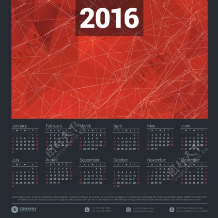 2016年日历模版矢量素材