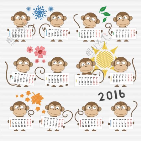 2016猴年日历素材