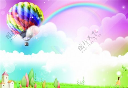 彩虹气球海报背景图