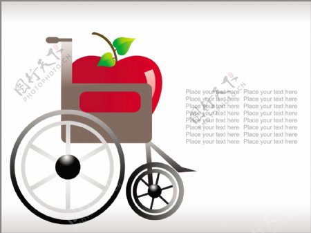 新鲜的苹果和轮椅