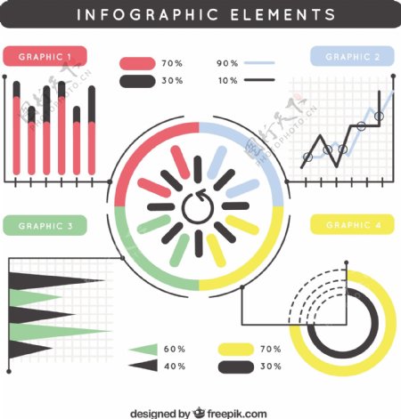 彩色图表元素在现代风格