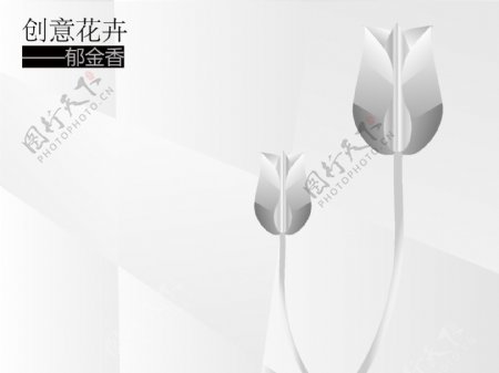 创意黑白花卉素材图片