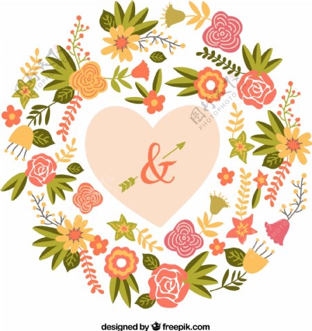 彩色花卉婚礼海报