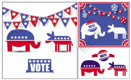 美国选举日标志矢量图形集