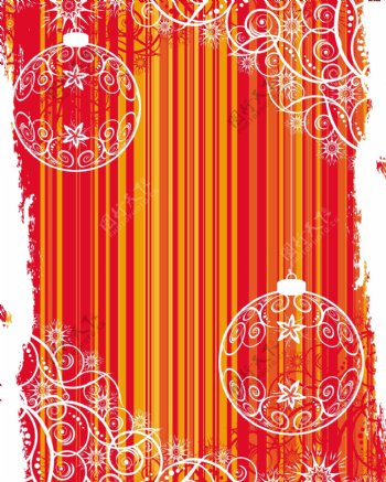 矢量圣诞节球体雪花花纹红色新年矢量素材