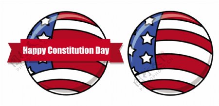 美国国旗的宪法日主题矢量插图