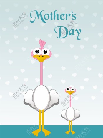 母亲节可爱的鸭子和杜克勒插图