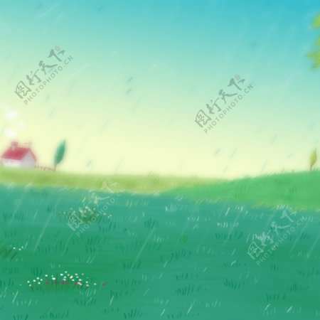 绿色草坪雨滴背景