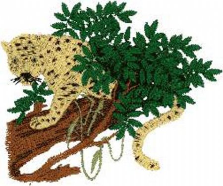 绣花动物豹植物树木免费素材