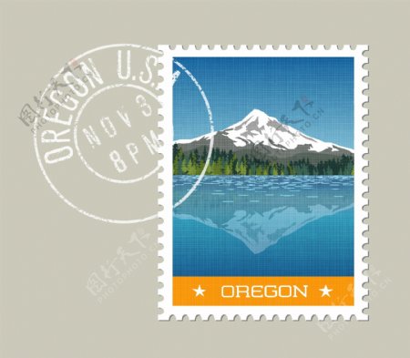 俄勒冈邮票模板矢量素材下载