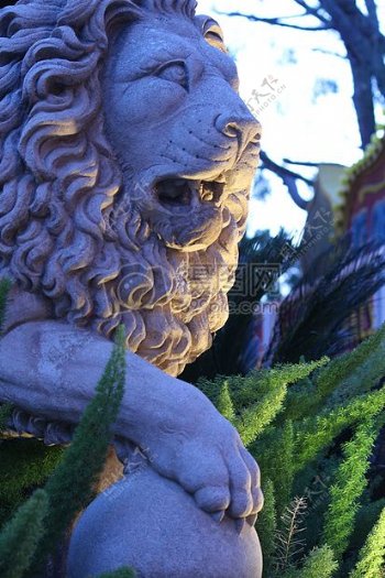 花园里的狮子雕塑