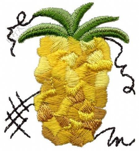 绣花水果菠萝色彩黄色免费素材