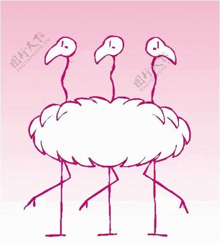 位图卡通动物火烈鸟可爱卡通色彩免费素材