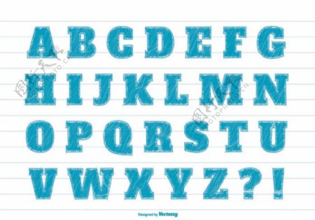 蓝色标记样式字母集