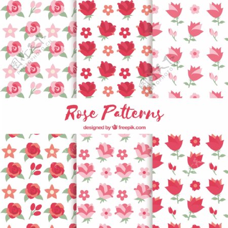 彩色玫瑰六种图案的收藏