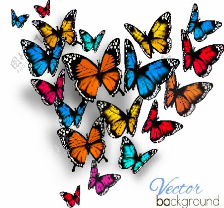 美丽的蝴蝶与情人节矢量素材设计图