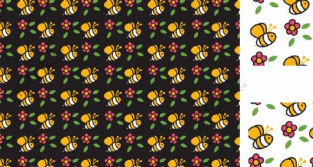 可爱蜜蜂无缝背景图案