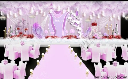 室内设计粉紫色婚礼主舞台效果图