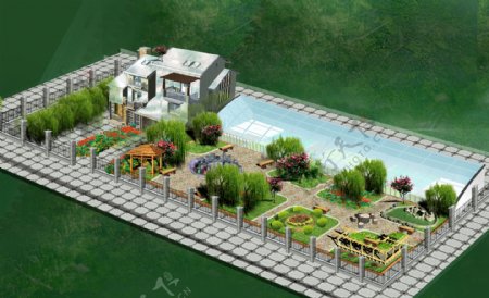 别墅建筑园林效果图设计