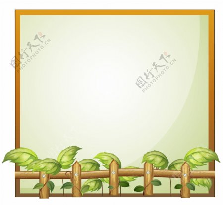 一个空的框架用木栅栏和藤蔓植物