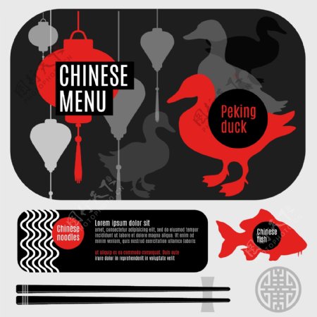 中国传统的家禽美食插画